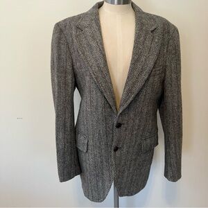 Vintage Harris Tweed Blazer Womens 12 Gray Scottish Wool Jacket Preppy Old Money